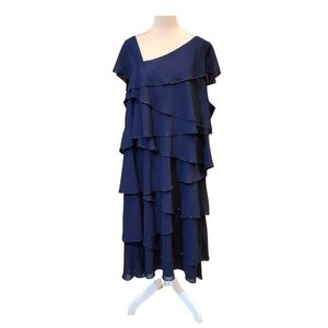 Maggie Barnes Sheer Navy ruffle dress sz 26w